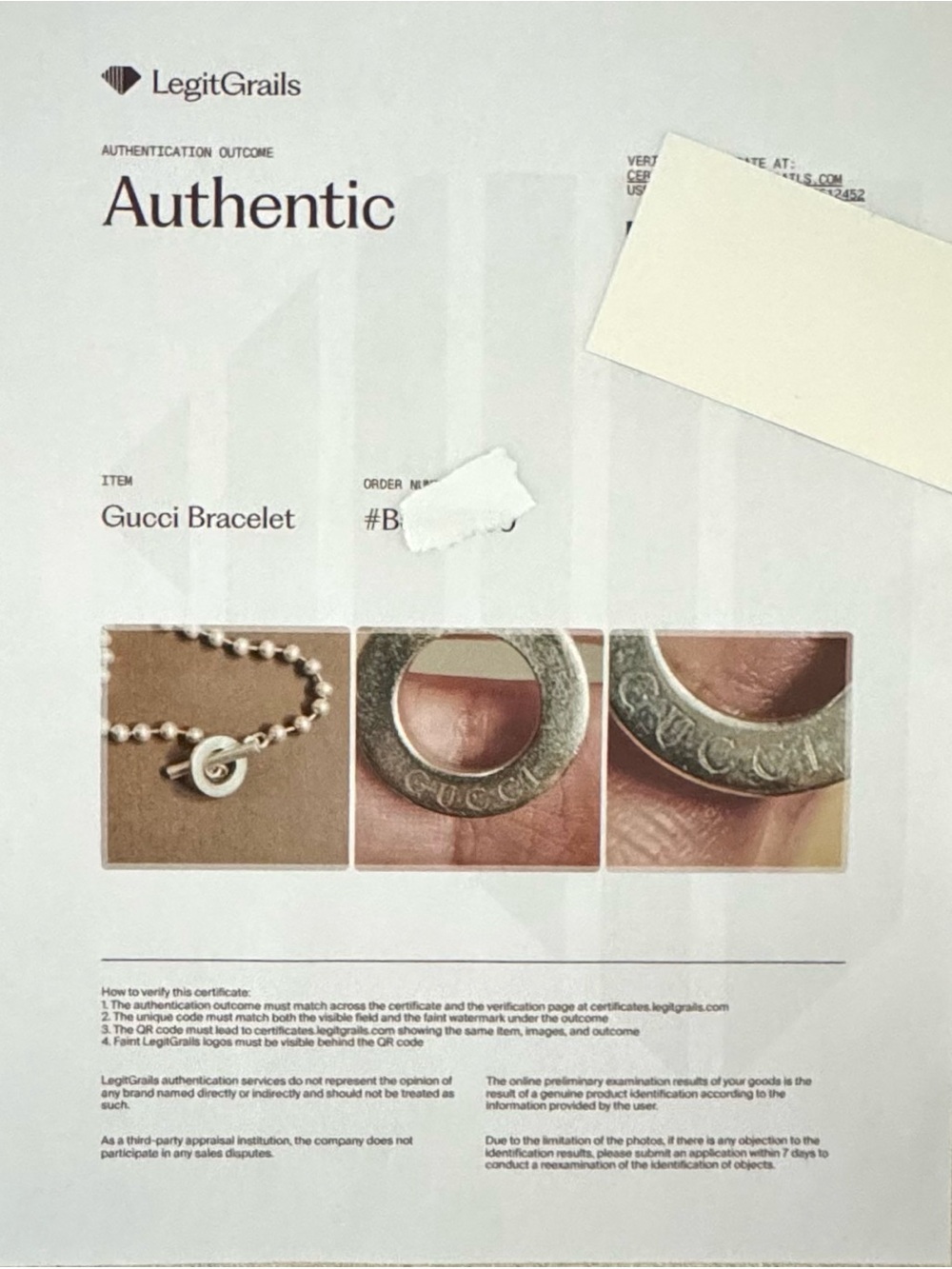 GUCCI + COA - 925 Sterling Silver Bead Bracelet Toggle 7.25” Gift Box - Picture 8 of 8